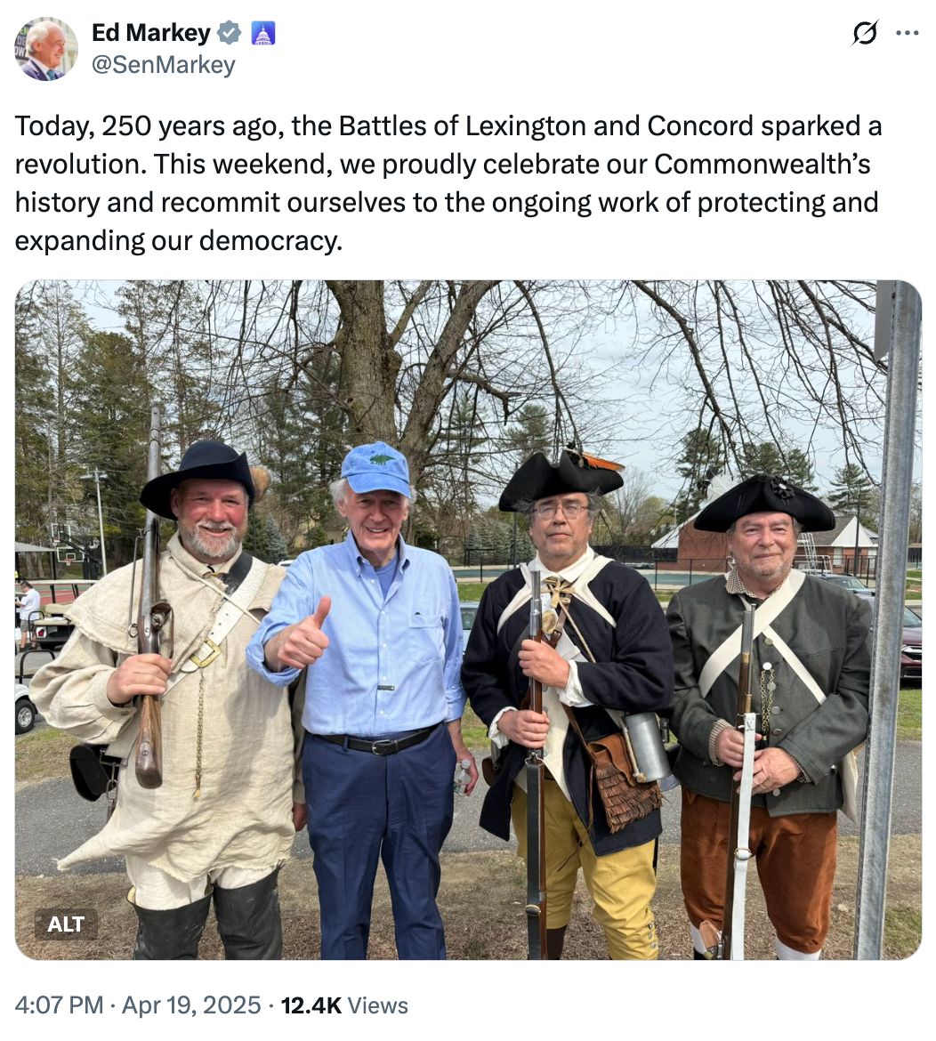 'Ed Markey at a revolution anniversary event in Massachusetts'