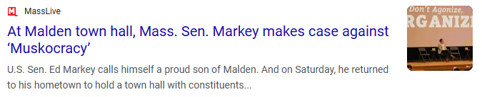 'Headline of article on Ed Markey's town hall in Malden'