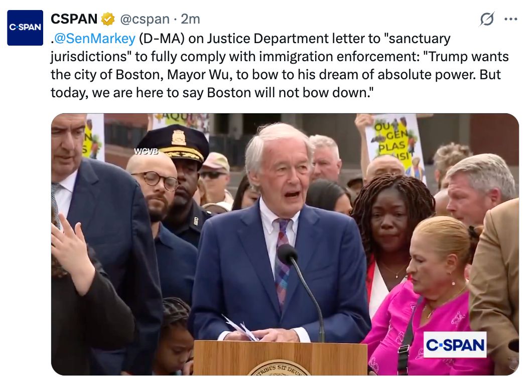 'Video of Ed Markey's speech in Boston'