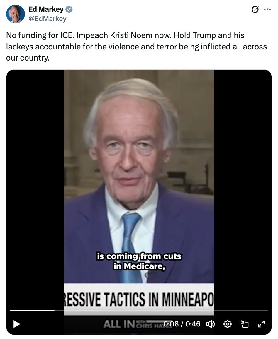 'Screenshot of Ed Markey's tweet'
